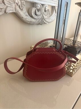 Cartier box Women's Red Leather Top-Handle Crossbody Bag